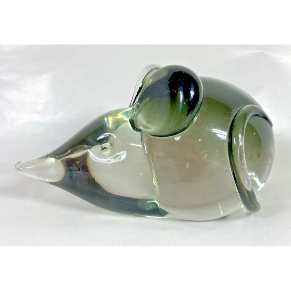 Murano Smoky Glass Mouse Grey Figurine Mid Century Paperweight 5"